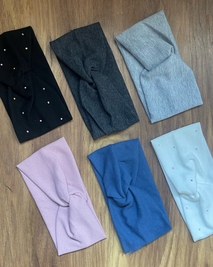 Knit Headband - Pink/Black/White/Grey/Dark Grey/Blue